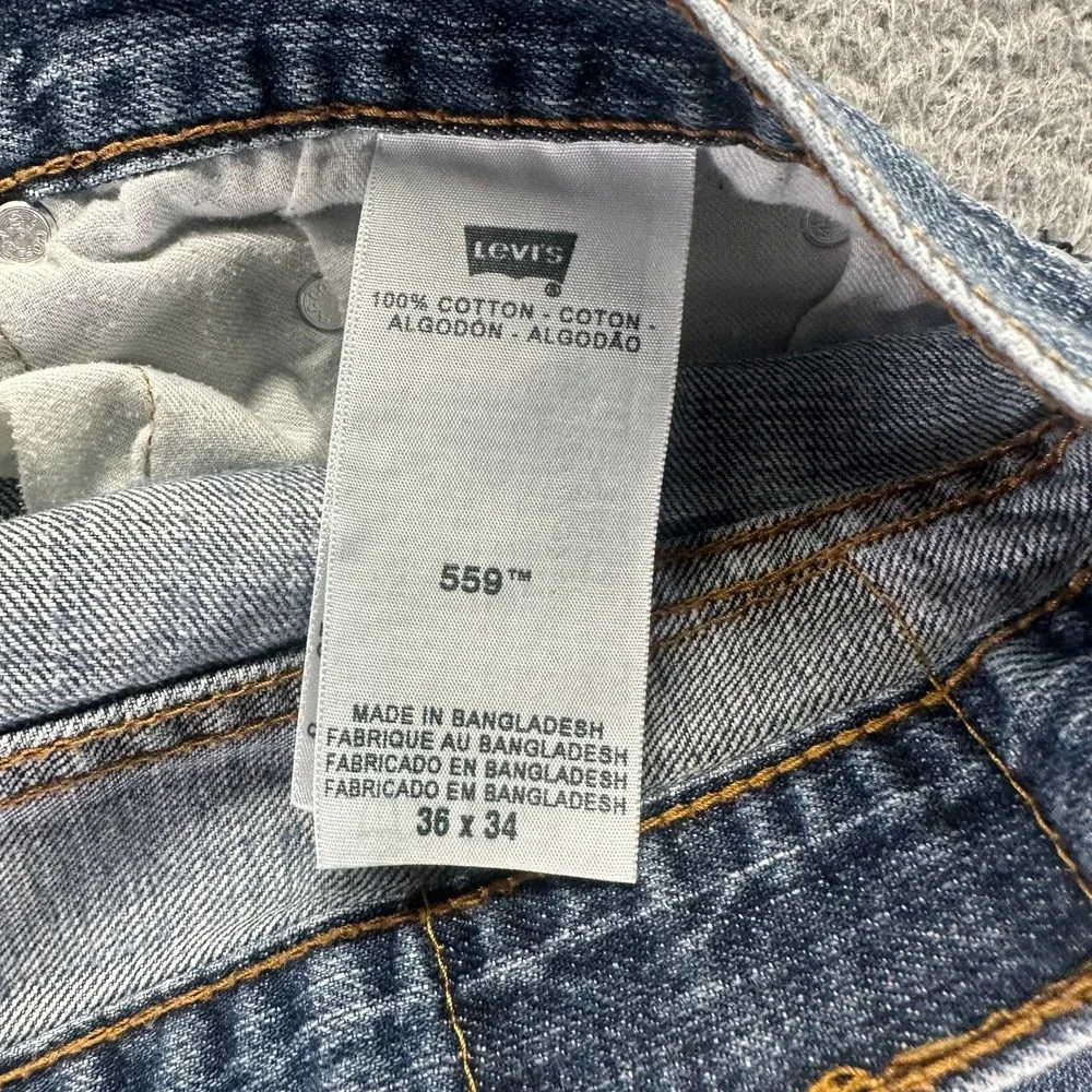 Levi's 559 Jeans Men's 36x32 Blue Cotton Denim Straight Faded Travel Workwear